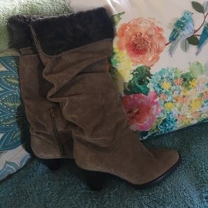 🆕suede boots with fur/braid trim by Nordstrom